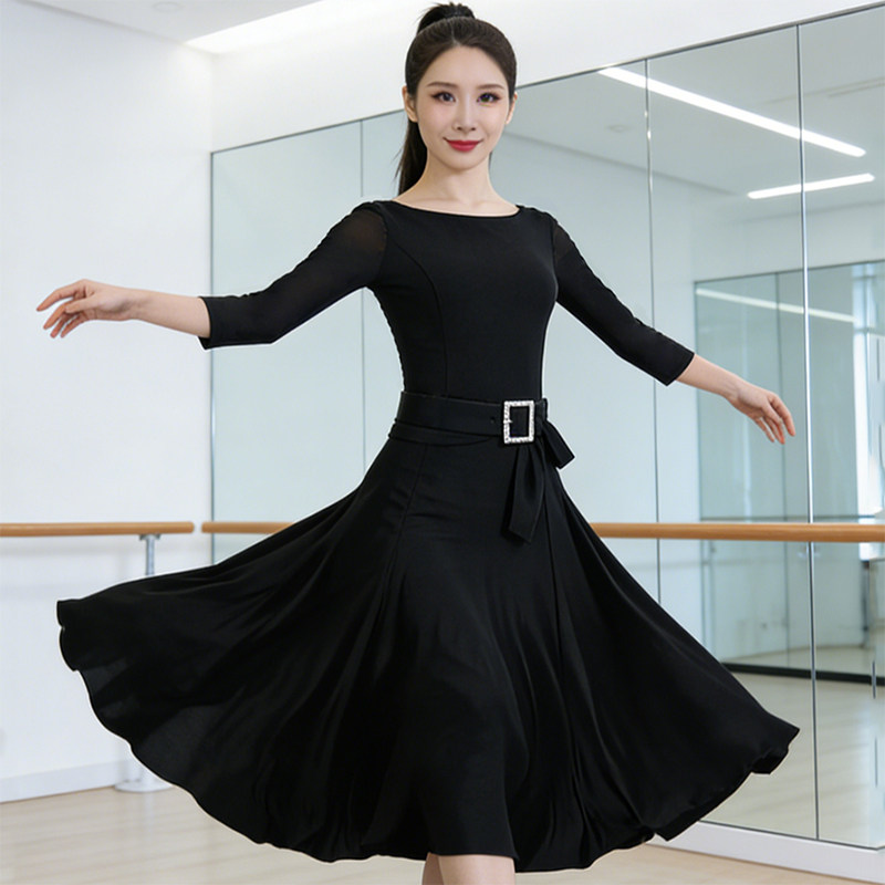绚悦新款飘逸舞裙成人女款摩登舞服专业显瘦跳舞裙广场舞演出服装