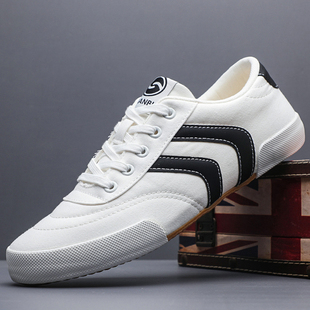 帆布鞋男款2026春季新款德训鞋复古薄底小白鞋子男士休闲运动板鞋