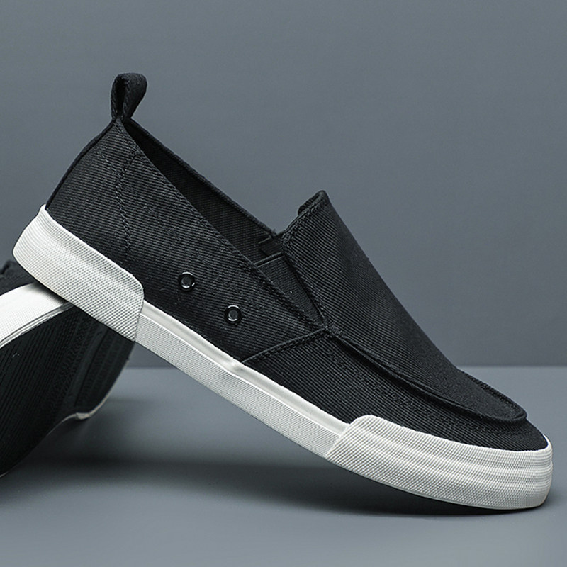 春夏季帆布鞋男一脚蹬懒人鞋软底透气防臭老北京布鞋男款休闲板鞋