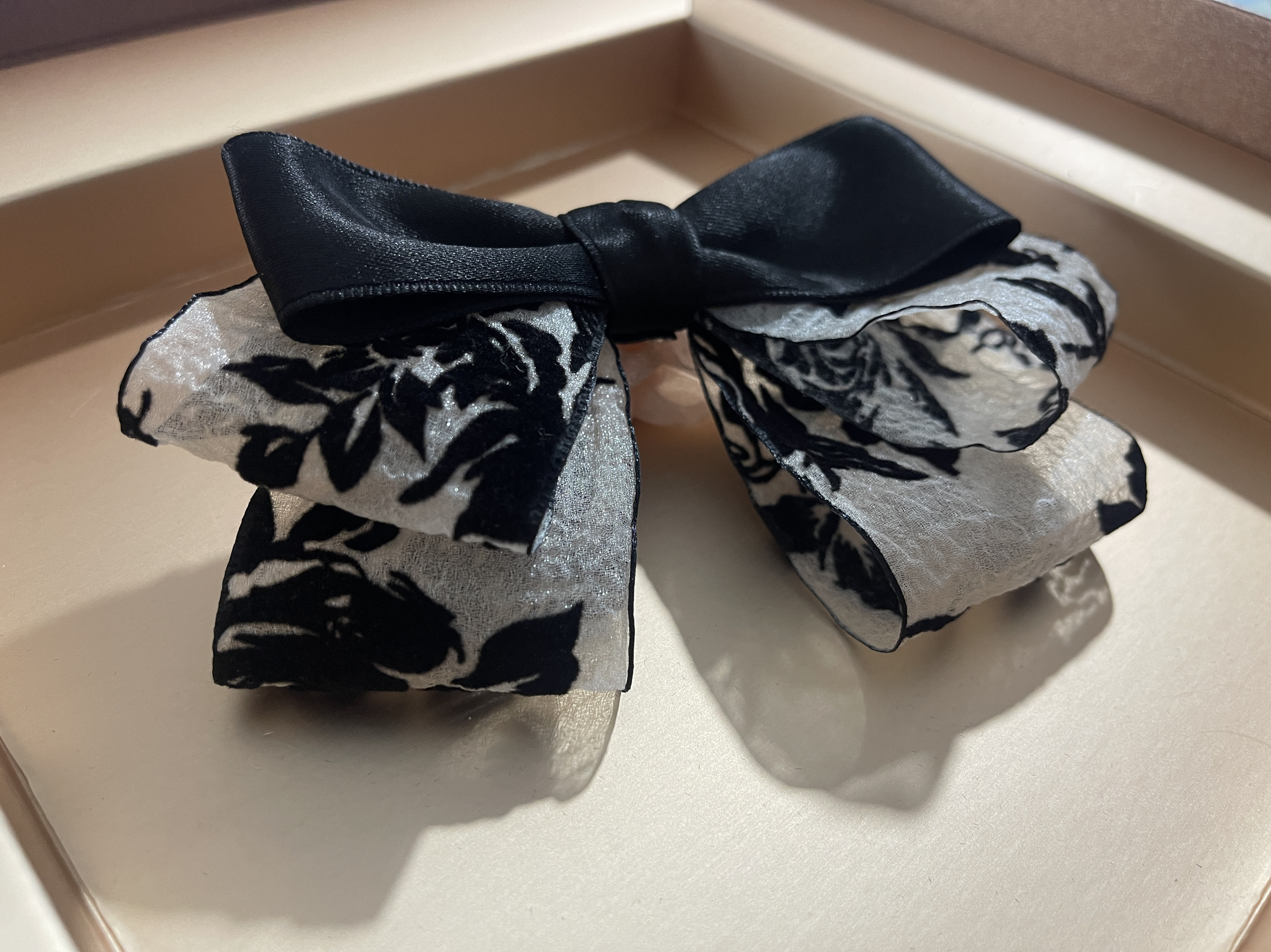 复古水墨中国古风植绒立体花多蝴蝶结发夹黑色百搭头饰通勤发卡