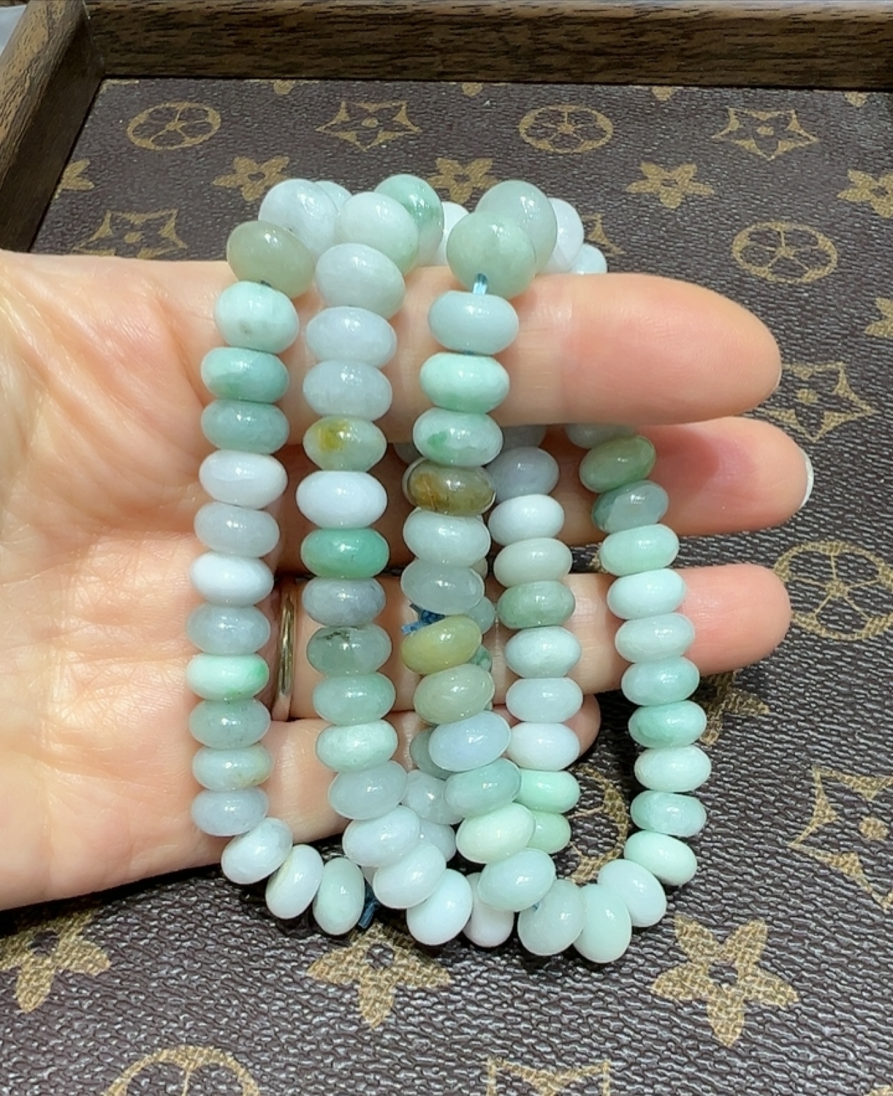 天然翡翠A货算盘珠手链手绳生日礼物