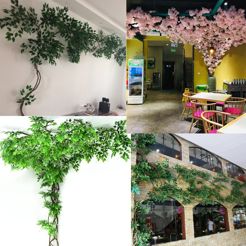 仿真树藤装饰藤条假花藤蔓绿叶室内藤叶吊顶墙面假树植物造景枯藤