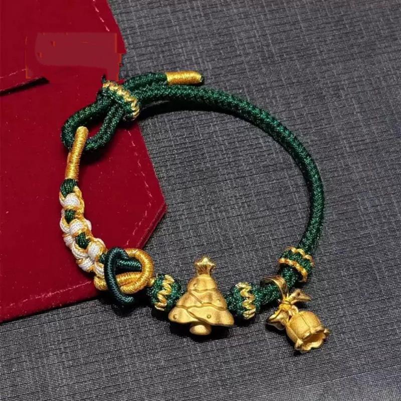 款圣诞结手链圣诞树铃铛编织转运手绳圣诞礼物手工礼物