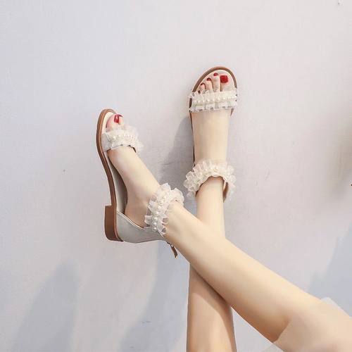 一字带学生凉鞋新款夏季仙女风百