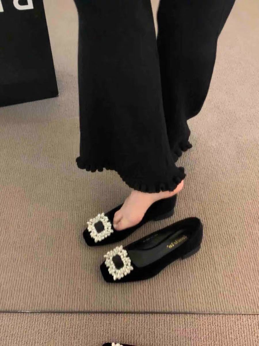 法式仙女风女鞋子气质水钻单鞋一脚蹬配裙子高跟鞋晚晚鞋早春新款