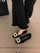 早春新款 法式 一脚蹬配裙子高跟鞋 晚晚鞋 仙女风女鞋 子气质水钻单鞋