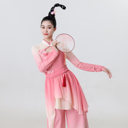 新款古典舞演出服女胶州秧歌艺考服身韵纱衣古风扇子舞现代秧歌服
