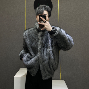 夹克厚外套男生高级感保暖大衣冬装 鹿鹿 小众貂毛毛绒仿皮草短款