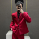 男士 鹿鹿 潮流宽松小众金属盘扣西服高级感 红色西装 套装 秋季 新品