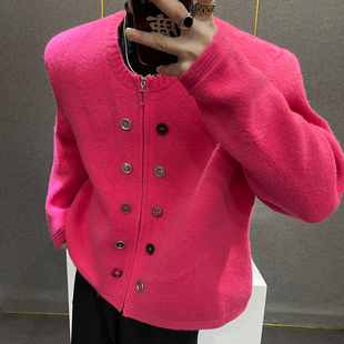 饰针织开衫 小众设计感纽扣装 男女宽松毛衣外套潮 2025年冬季 鹿鹿