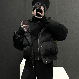 加厚面包服保暖黑色棉衣 冬季 假两件立领短款 棉服外套男2025年新款