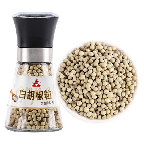 川珍 白胡椒粒研磨瓶60g 香辛料 胡椒碎 胡椒粉烧烤煲汤烹饪调味