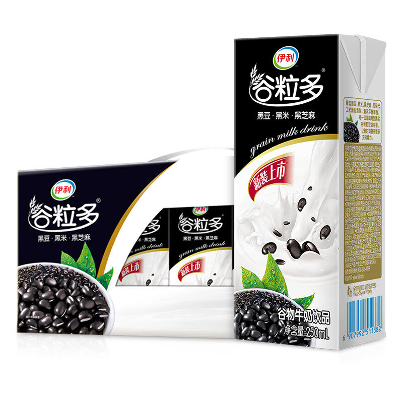 伊利谷粒多 黑谷牛奶饮品 250ml*12盒/箱黑豆+黑米+黑芝麻 礼盒装怎么看?