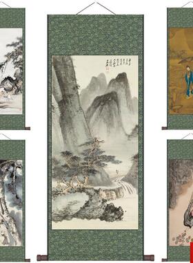 陈洪绶品茶图名家人物挂画天女散花风水挂l画茶楼装饰郎世宁字画
