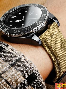 户外尼龙手表带适配万国美度天梭速驰汉密尔顿罗西尼帆布表链22mm