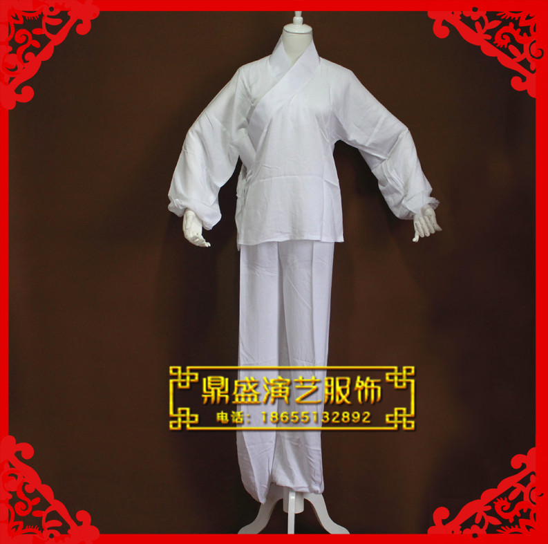 古代打底白色内衣j古装服装戏曲斜领水衣越剧小生小衣彩衣全棉戏