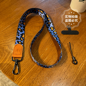 高端皮扣豹纹手机挂绳斜挎可调节加宽帆布不勒脖结实相机肩背挂链