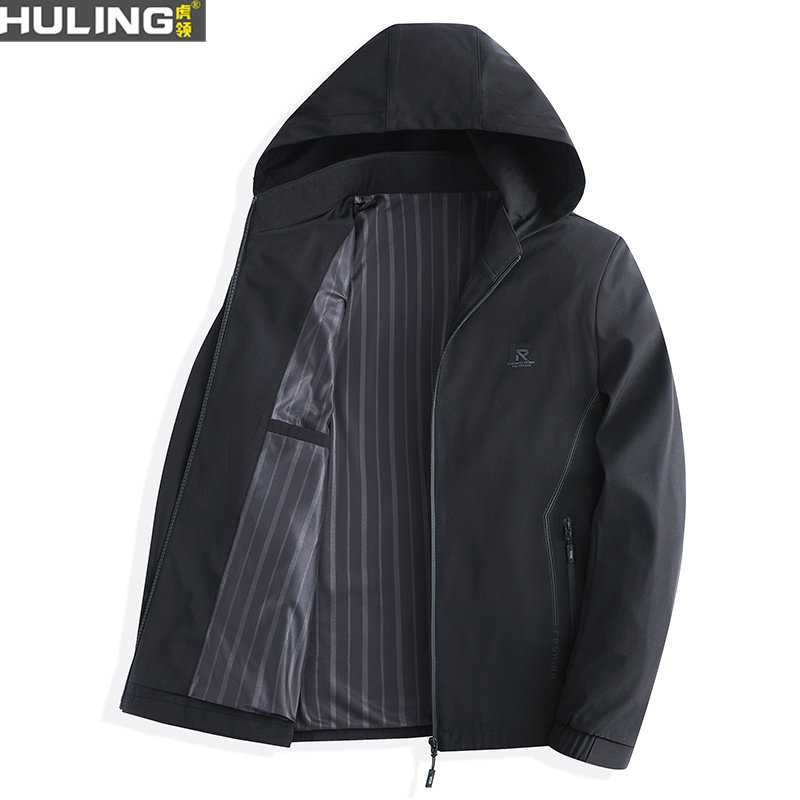 薄款春秋季新款男士连帽可拆卸棒球衫青年外套休闲男装爸爸潮夹克