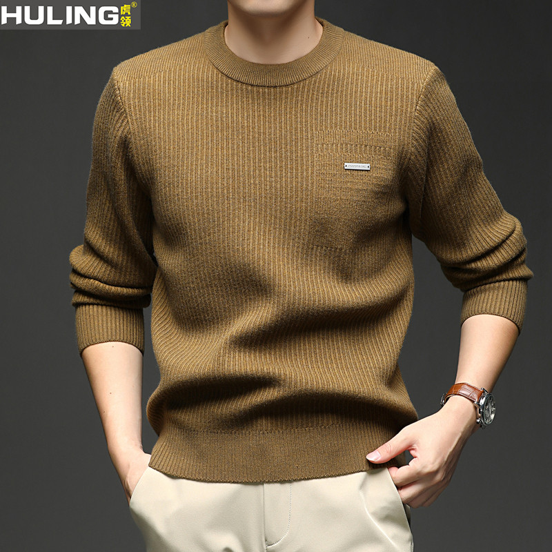 秋冬季新款毛衣男士时尚打底衫宽松加厚保暖毛衣中青年男装上衣