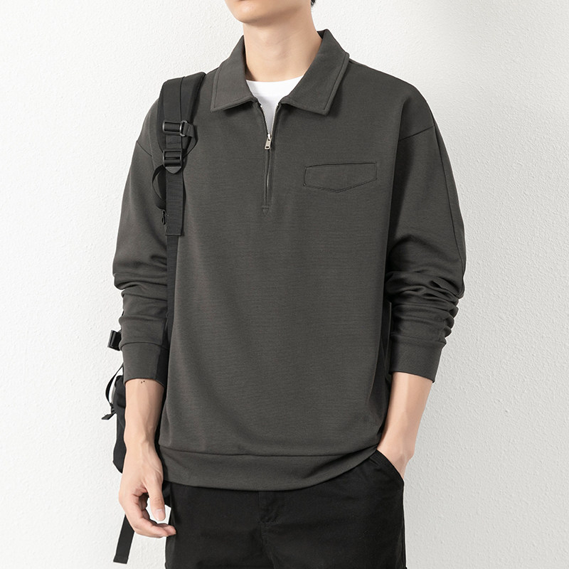 春秋季拉链卫衣男士潮牌宽松复古翻领外套男装上衣长袖棉质polo衫