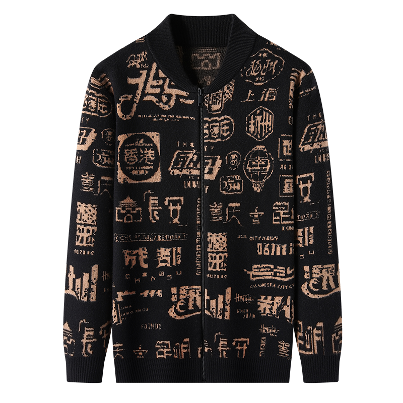 中国风地名夹克男装宽松外套