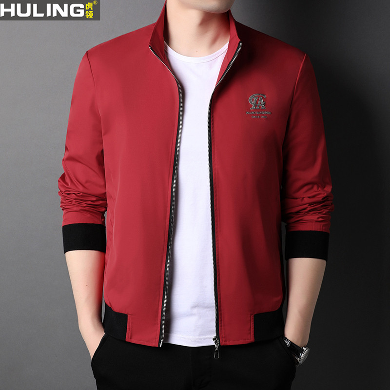 春秋季新款中年男士立领夹克衫潮流时尚休闲上衣服男装爸爸装外套