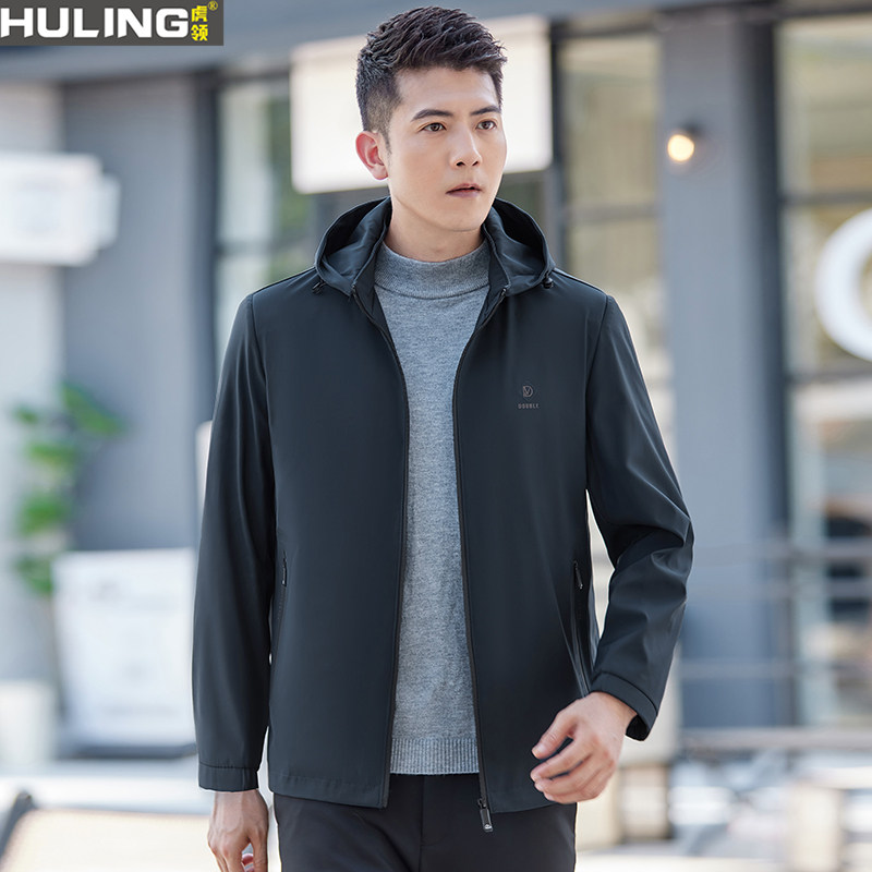 男士可脱卸帽外套春秋季新款夹克中年商务休闲爸爸装拉链男装上衣