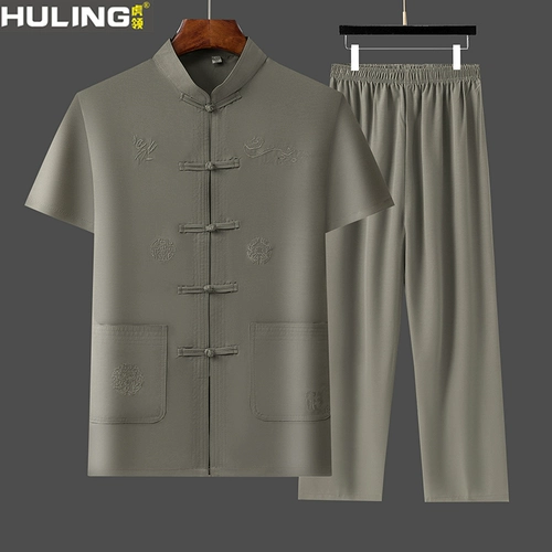 Летний ретро комплект для пожилых людей, китайский стиль, для среднего возраста, с вышивкой