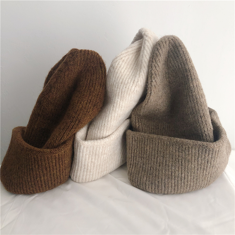 纯色宽松针织帽男女高弹力毛线帽