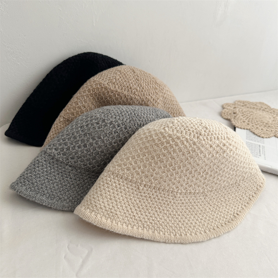 秋冬羊毛盆帽针织帽渔夫帽毛线帽