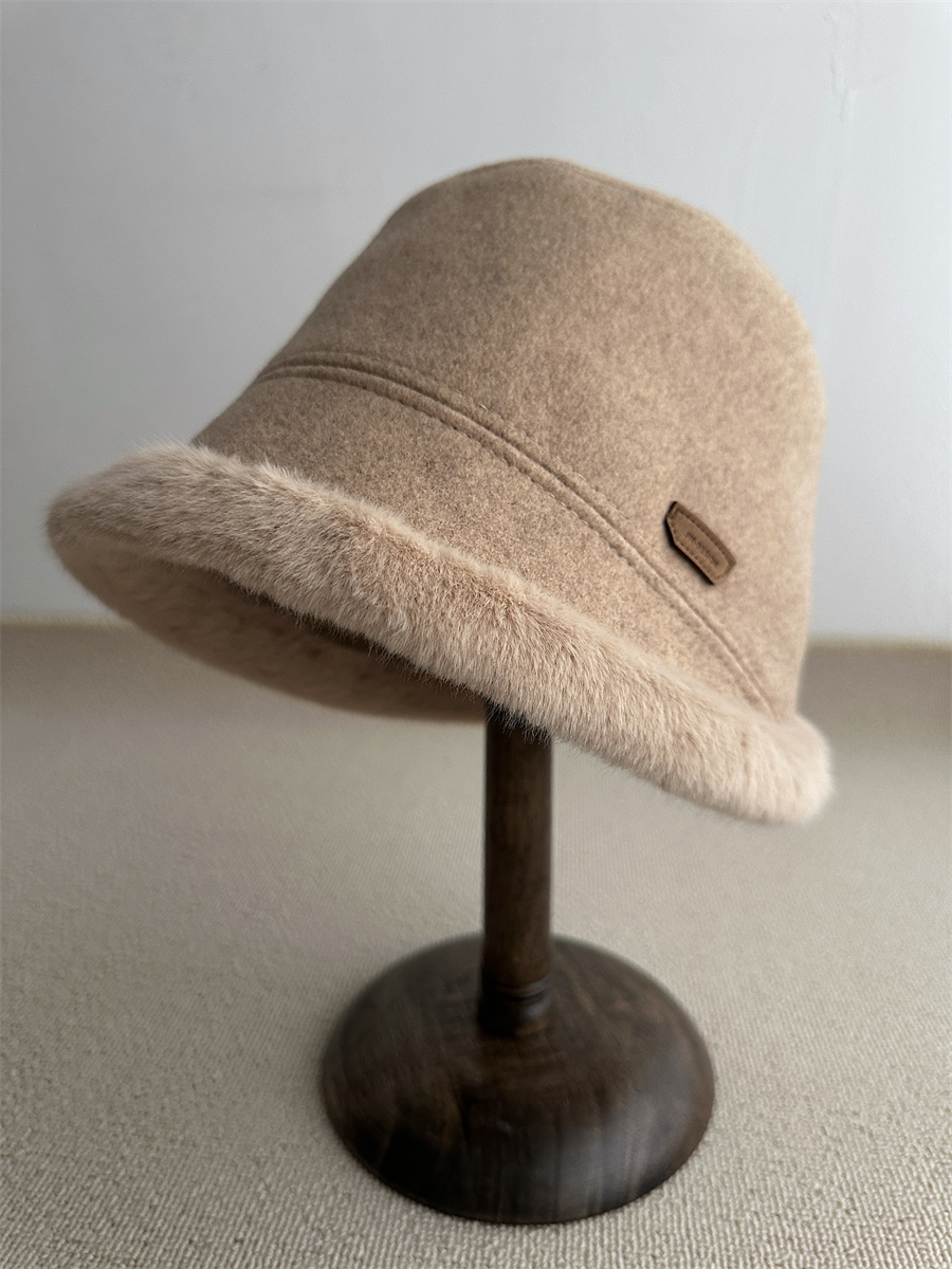 秋冬毛呢盆帽女加厚保暖渔夫帽