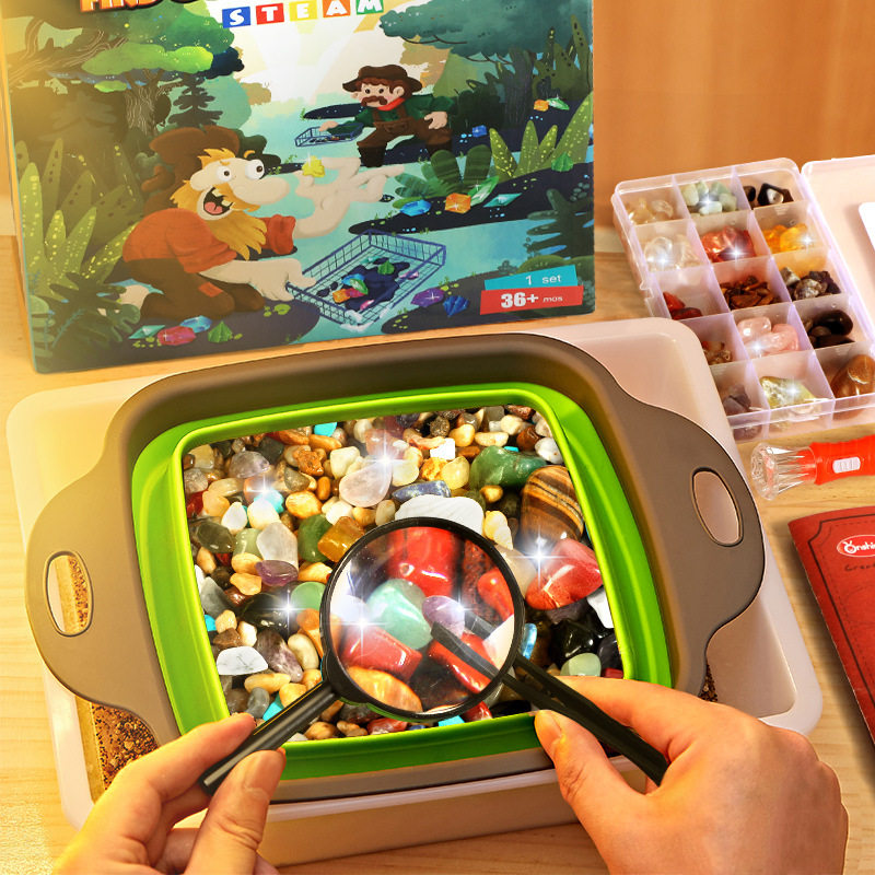 儿童淘金猎人淘沙玩具矿石玩沙袋工具套装寻宝藏水晶宝石考古挖掘