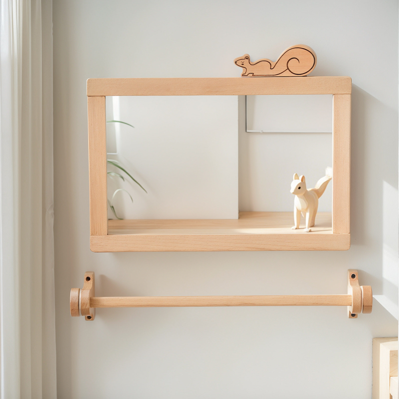 跨境相框实木蒙特梭利儿童幼儿园diy绘画创意墙壁置物架扶手镜子,玩具/童车/益智/积木/模型,儿童桌面游戏类,淘宝优惠券,粉丝福利购,淘宝优惠卷