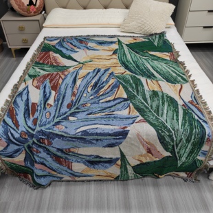 桌布 约130 沙发盖布 花叶系梭织沙发毯一片式 两色 180㎝