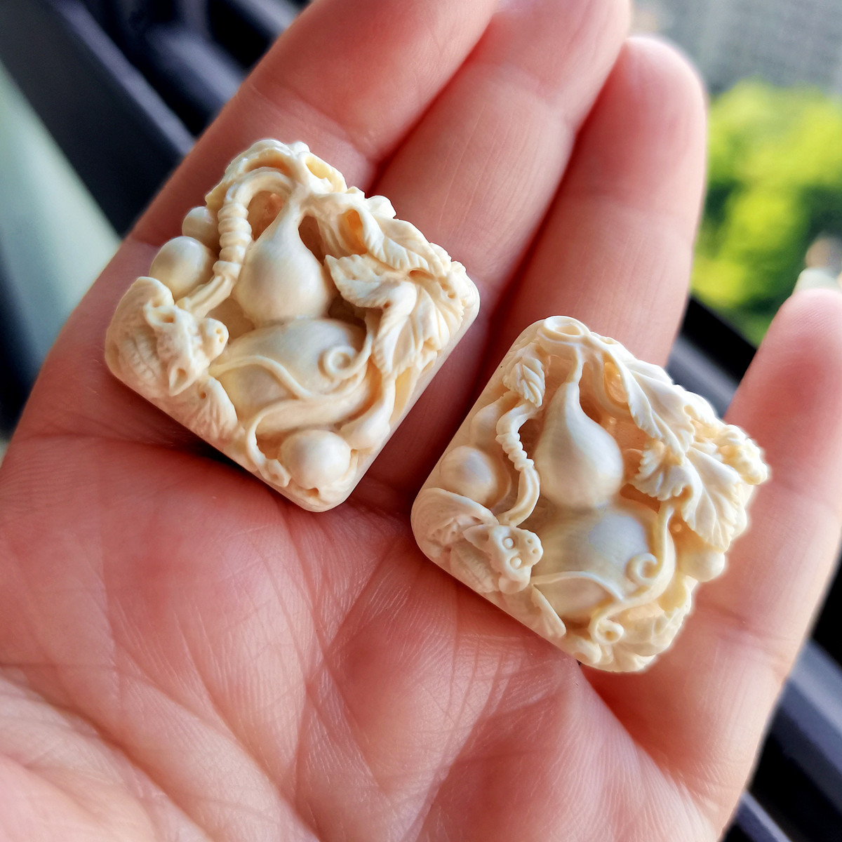 苏工老师傅纯手工精雕 葫芦吊坠 福禄寿招财纳福吊坠背云 牙芯料