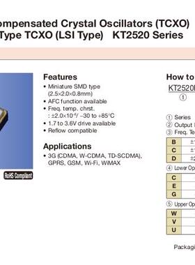 KT2520F38400EGR28TBB 2.8V TCXO 温补晶振 高精度 38.4M 38.4MHZ