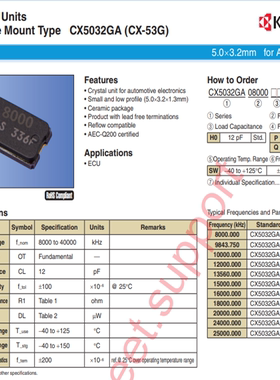 CX5032GA08000H0QSWZZ 8M 8MHZ 8.000MHZ 8000KHZ 5032 车规晶振