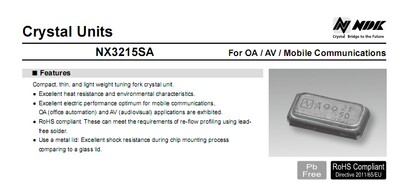 NX3215SA-STD-MUA-8 32.768KHZ 32.768K NDK 无源贴片晶振  3215