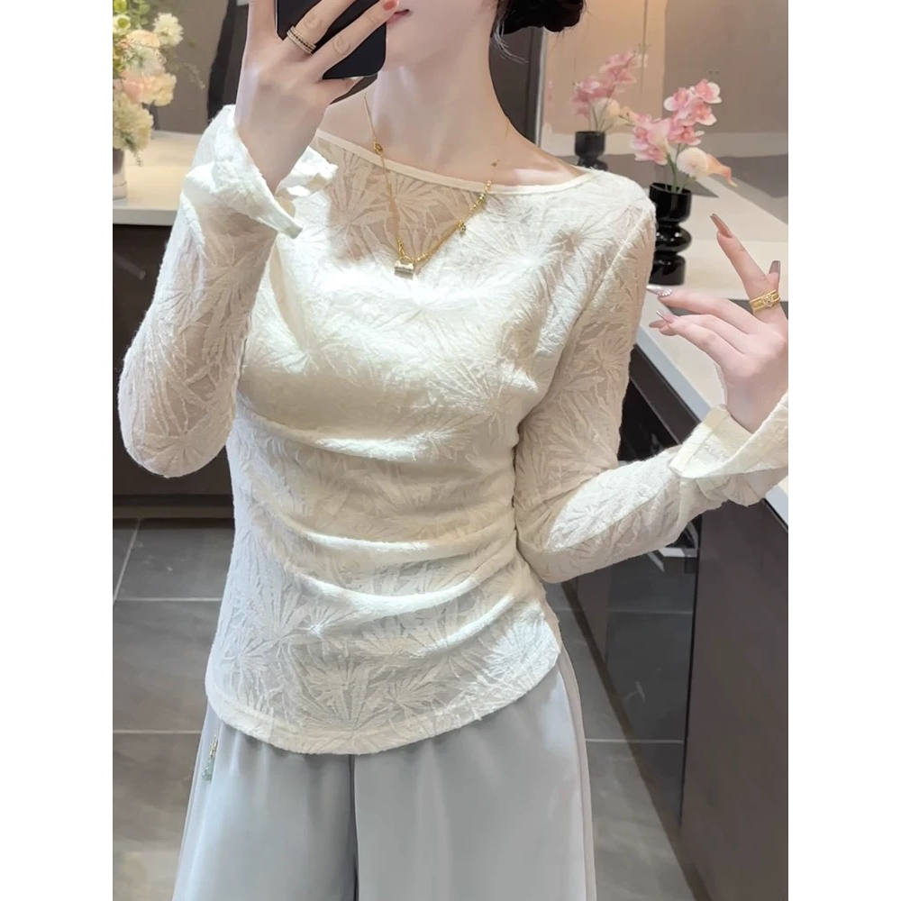 早秋新中式薄款长袖防晒t恤女2025夏新款修身罩衫巨好看打底上衣