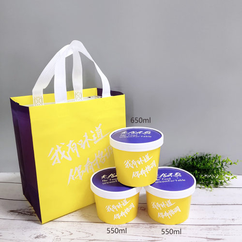 圆形牛皮纸粥桶带盖打包盒定制