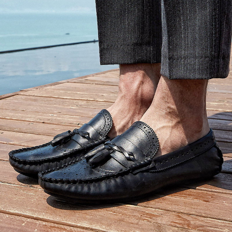 豆豆鞋男真皮複古皮鞋壹腳蹬英倫船鞋雕花布洛克懶人鞋開車樂福鞋在類目 流行男鞋, 低幫鞋, 樂福鞋（豆豆鞋）中 - 來自Buy2taobao.com提供專業的淘寶代購服務