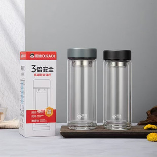 匡迪双层玻璃杯隔热防烫水杯男女家用办公室车载透明加厚泡茶杯子
