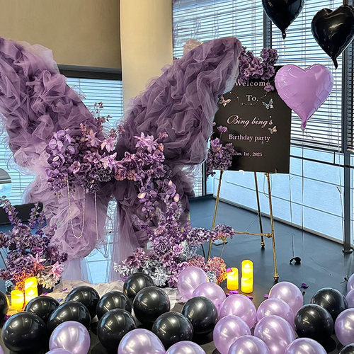 超大网红蝴蝶主题18岁成人礼女孩生日场景布置装饰kt板全套高级感