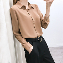 女韩版 休闲白衬衣女百搭气质上衣 长袖 早秋季 2019新款 职业雪纺衬衫