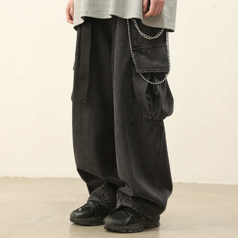 【F3ML官方店铺】高街水洗做旧工装牛仔裤 潮牌阔腿大口袋休闲裤|ruв категории Мужская одежда, брюки - от Buy2taobao.com для оказания профессиональной услуги покупки агента Taobao