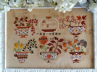 法国进口正品DMC十字绣自配 图纸打印 四季花茶杯 秋季花茶杯