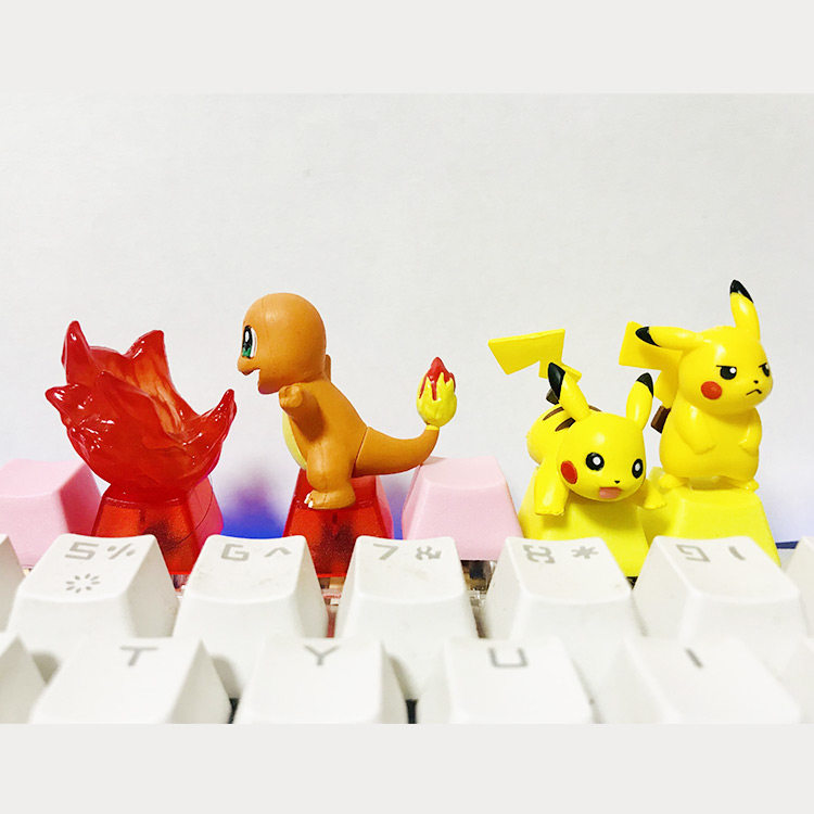皮卡丘键帽宠物小精灵宝可梦立体变装袋妖怪机械键盘个性透光diy