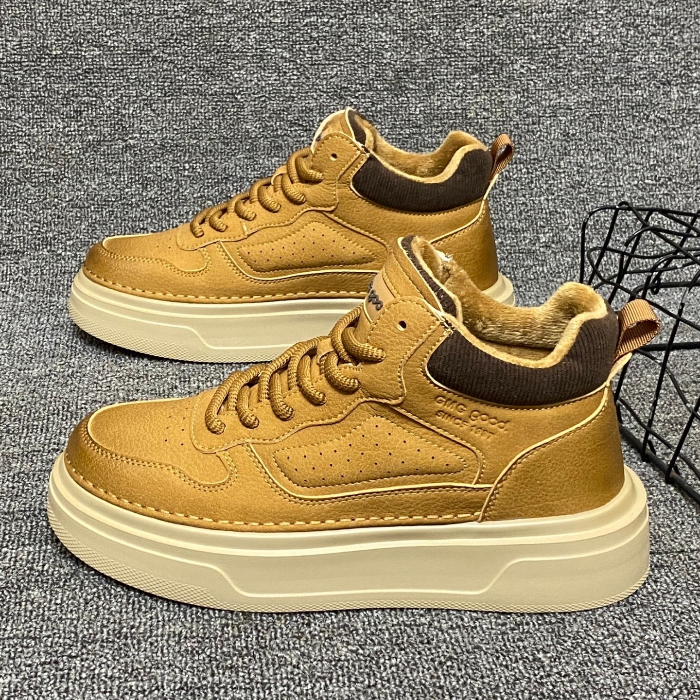 美式复古高帮工装板鞋男2025冬季新款韩版百搭加绒保暖厚底休闲鞋,流行男鞋,高帮鞋,淘宝优惠券,粉丝福利购,淘宝优惠卷