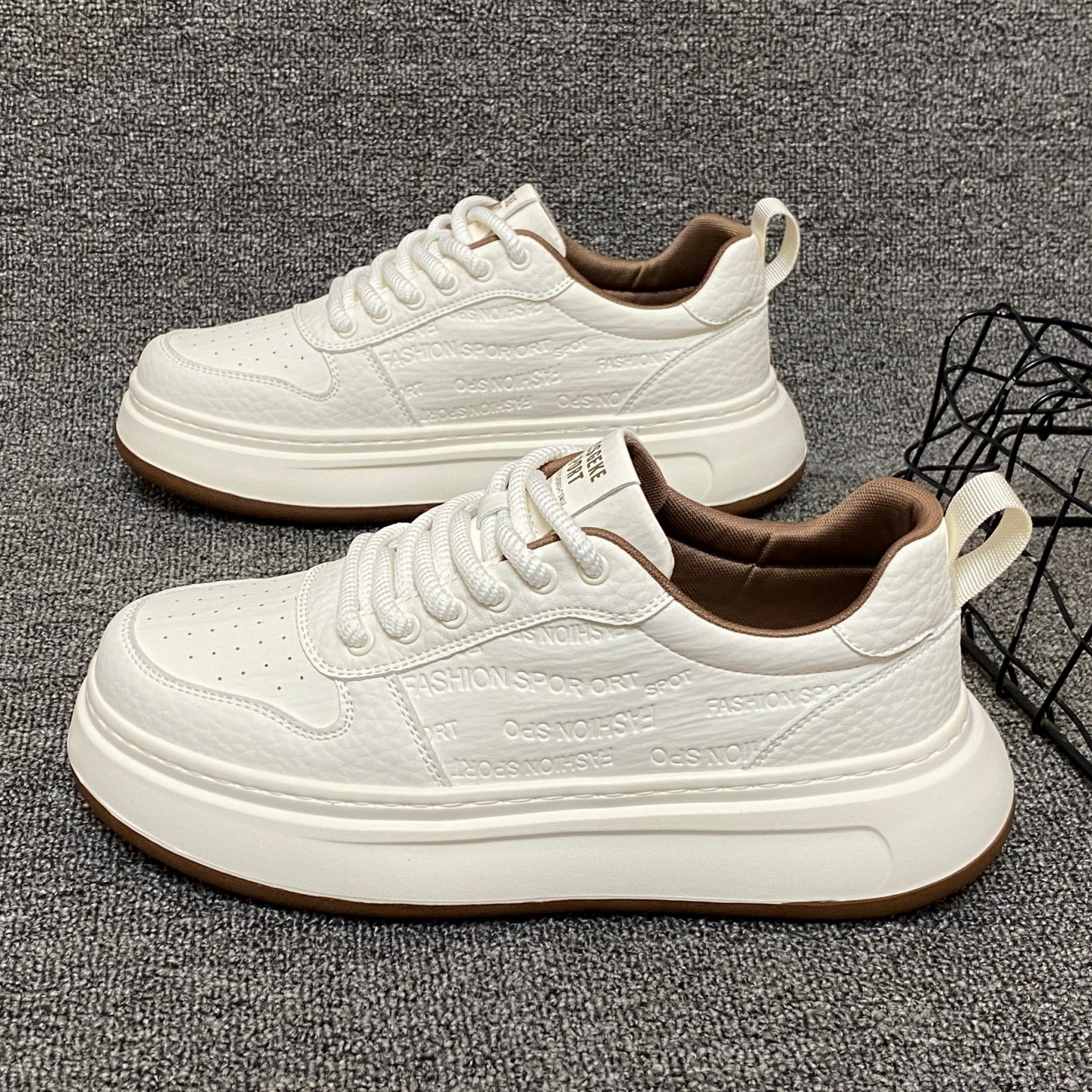 轻奢高级感厚底休闲鞋男2026春季新款韩版百搭透气小白鞋潮流板鞋,流行男鞋,休闲板鞋,淘宝优惠券,粉丝福利购,淘宝优惠卷