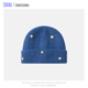 Zien 韩系蓝色星星针织毛线帽子女冬保暖加厚红色大头围包头冷帽